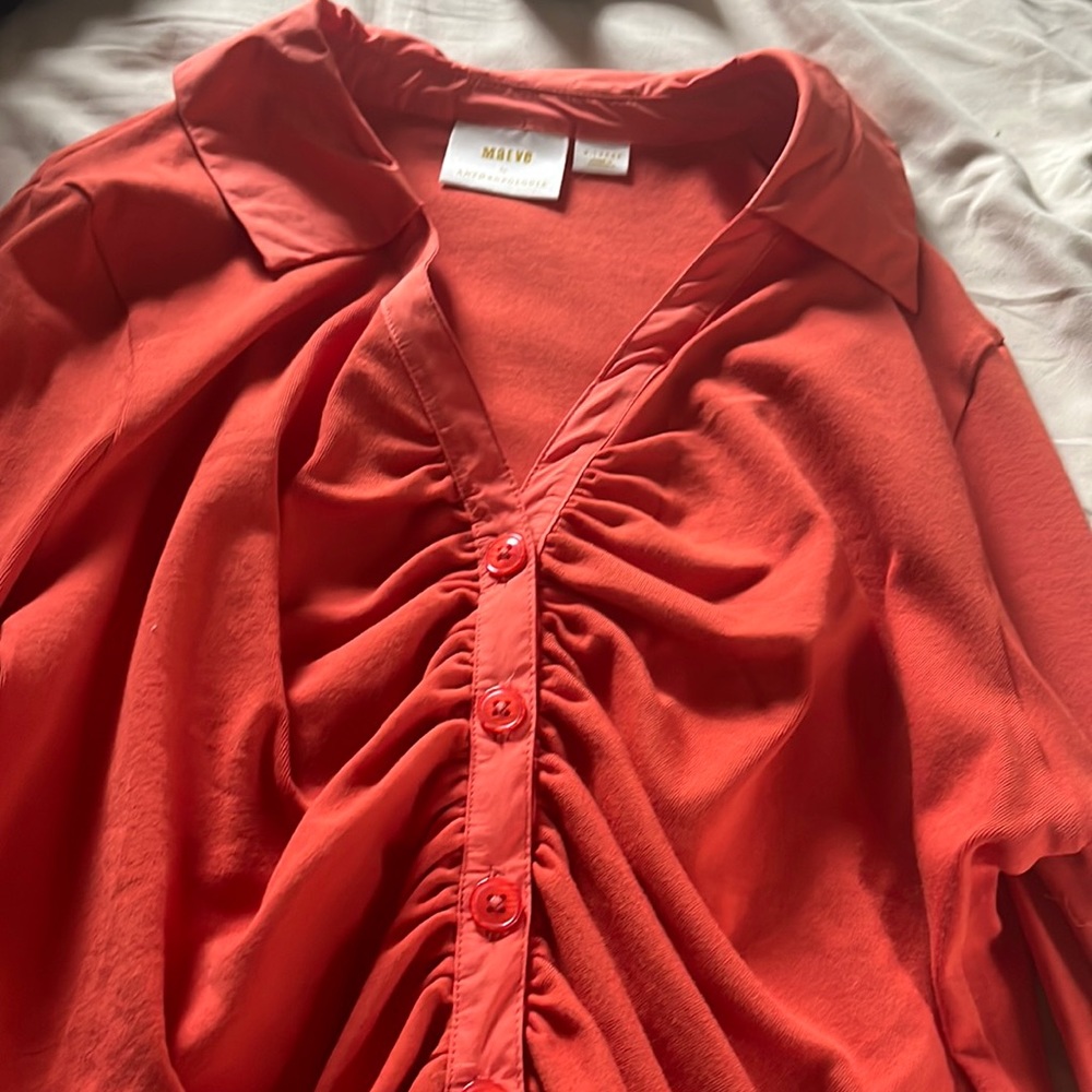 Anthropologie dark orange knit blouse . Size. XL . Never worn !